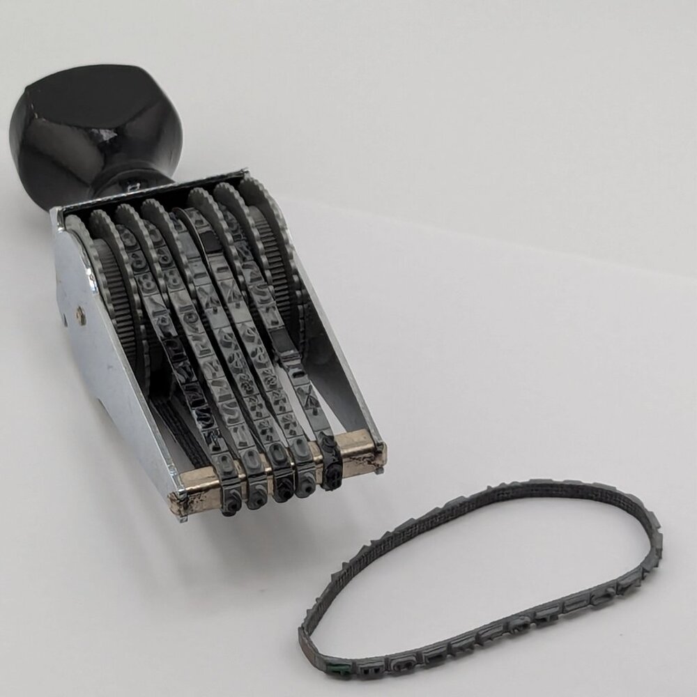 Vintage COSCO 6 digits stamp with wood handle and 5 rubber stripes